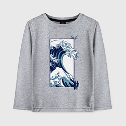 Лонгслив хлопковый детский Серфинг - большая волна в Канагаве, цвет: меланж