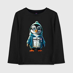Лонгслив хлопковый детский Мимимишный Пингвинчик, цвет: черный
