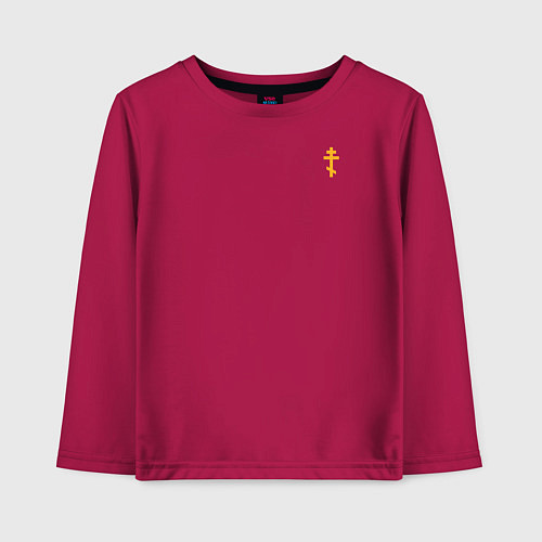 Детский лонгслив Крест с надписью: мы русские / Маджента – фото 1