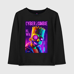 Лонгслив хлопковый детский Bart Simpson cyber zombie - halloween ai art, цвет: черный