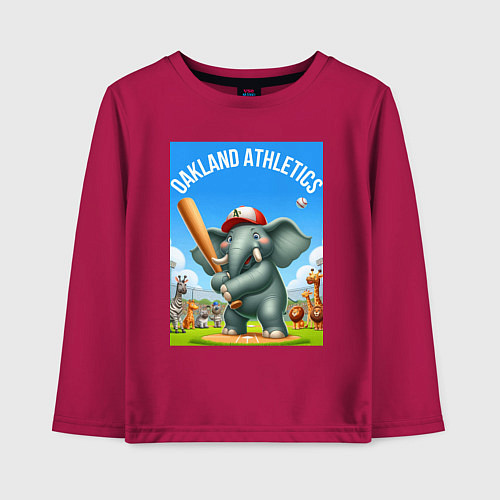 Детский лонгслив Elephant - batter Oakland Athletics / Маджента – фото 1