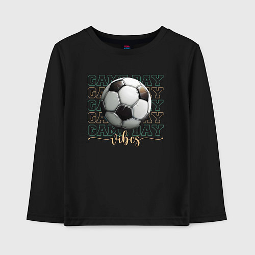 Детский лонгслив Игра с мячом - vibes / Черный – фото 1