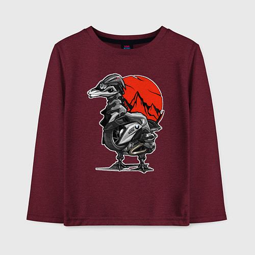 Детский лонгслив BMW GS Гусь / Меланж-бордовый – фото 1