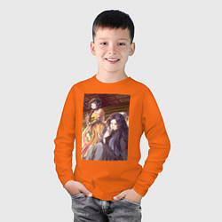 Лонгслив хлопковый детский Монолог фармацевта Жэньши выпивает, цвет: оранжевый — фото 2