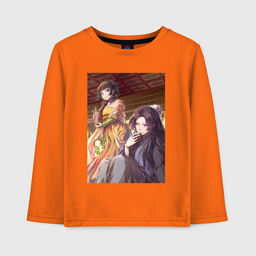 Детский лонгслив Монолог фармацевта Жэньши выпивает / Оранжевый – фото 1