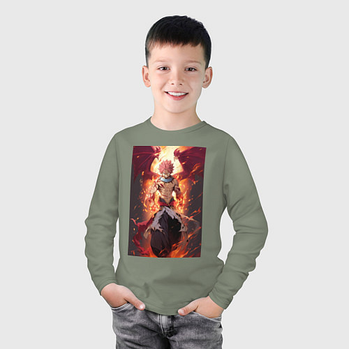 Детский лонгслив Хвост Феи Нацу Драгнил дракон / Авокадо – фото 3