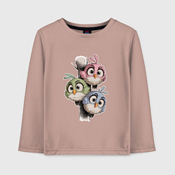 Лонгслив хлопковый детский Птички на дереве, цвет: пыльно-розовый