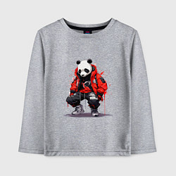 Лонгслив хлопковый детский Модная панда в красной куртке, цвет: меланж