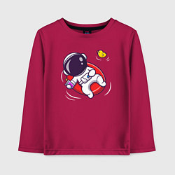 Лонгслив хлопковый детский Космонавт в бассейне, цвет: маджента