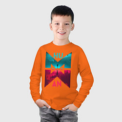 Лонгслив хлопковый детский Once human logotype, цвет: оранжевый — фото 2