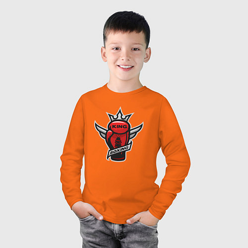 Детский лонгслив Бокс король / Оранжевый – фото 3