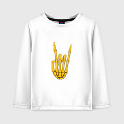 Лонгслив хлопковый детский Golden skeleton hand, цвет: белый