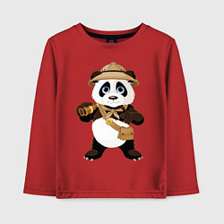 Лонгслив хлопковый детский Веселая панда следопыт, цвет: красный