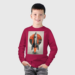 Лонгслив хлопковый детский Постер ракеты, цвет: маджента — фото 2