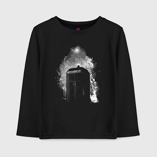 Детский лонгслив Ночной тардис / Черный – фото 1