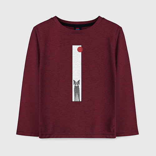 Детский лонгслив Хитрая лиса в рамке / Меланж-бордовый – фото 1