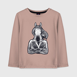 Лонгслив хлопковый детский Конь босс, цвет: пыльно-розовый