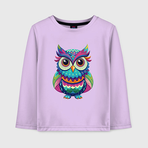 Детский лонгслив Психоделическая сова / Лаванда – фото 1