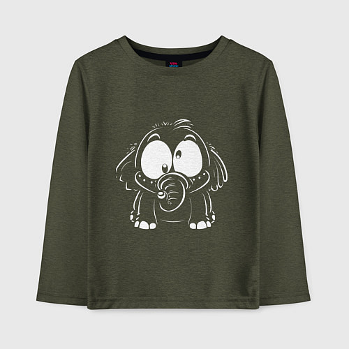 Детский лонгслив Белый слон / Меланж-хаки – фото 1