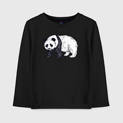 Лонгслив хлопковый детский Панда медведь, цвет: черный