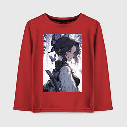 Лонгслив хлопковый детский Клинок, рассекающий демонов Синобу Котё бабочка, цвет: красный