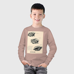 Лонгслив хлопковый детский Автомобиль Jaguar, цвет: пыльно-розовый — фото 2