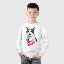 Лонгслив хлопковый детский Суровый кот с ножом, цвет: белый — фото 2