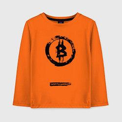 Лонгслив хлопковый детский Биткоин - криптовалюта символ, цвет: оранжевый