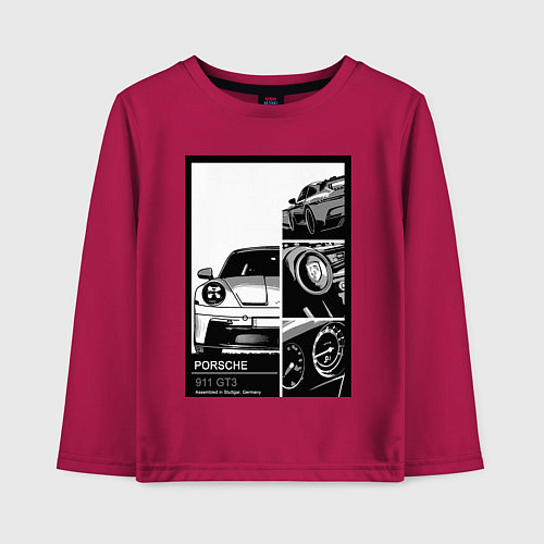 Детский лонгслив Porsche 911 автомобиль / Маджента – фото 1