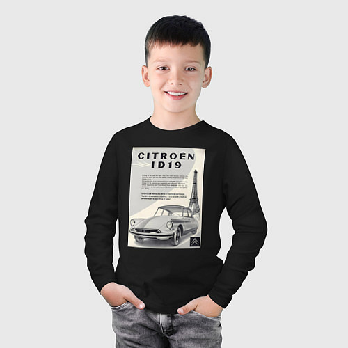 Детский лонгслив Автомобиль Citroen / Черный – фото 3