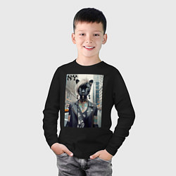 Лонгслив хлопковый детский Молодая пантера - модница из Нью-Йорка, цвет: черный — фото 2