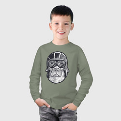 Лонгслив хлопковый детский Пёс авиатор, цвет: авокадо — фото 2