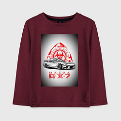 Лонгслив хлопковый детский Mazda rx-7 автомобиль, цвет: меланж-бордовый
