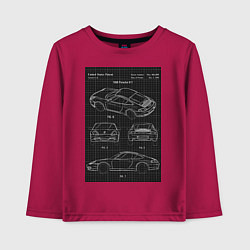 Лонгслив хлопковый детский Porsche 911 автомобиль чертеж, цвет: маджента
