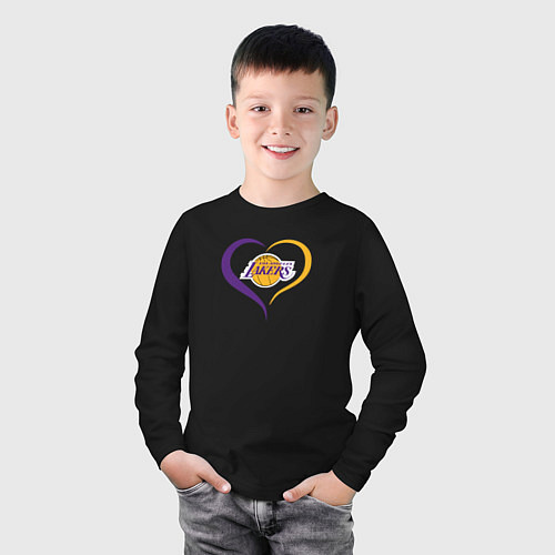 Детский лонгслив LA Lakers в сердце / Черный – фото 3