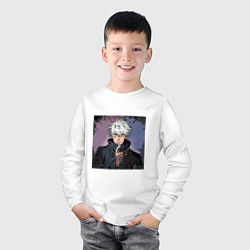Лонгслив хлопковый детский Годжо, цвет: белый — фото 2