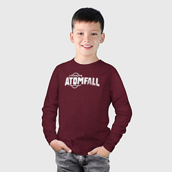 Лонгслив хлопковый детский Atomfall logo, цвет: меланж-бордовый — фото 2