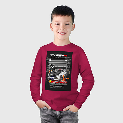 Детский лонгслив Honda jdm / Маджента – фото 3