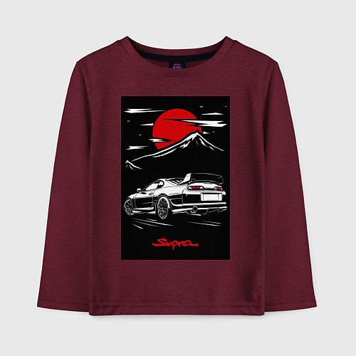 Детский лонгслив Toyota Supra jdm гоночный / Меланж-бордовый – фото 1