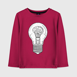 Лонгслив хлопковый детский Мозг и лампочка, цвет: маджента