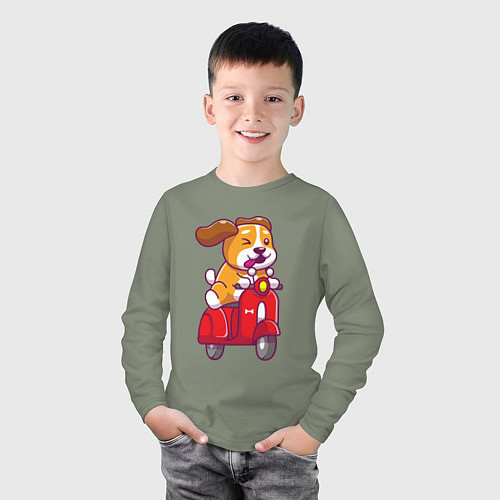 Детский лонгслив Пёсик на мотороллере / Авокадо – фото 3