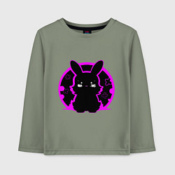 Лонгслив хлопковый детский Зайка на черном фоне, цвет: авокадо