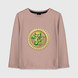 Лонгслив хлопковый детский 2025 год змеи, цвет: пыльно-розовый