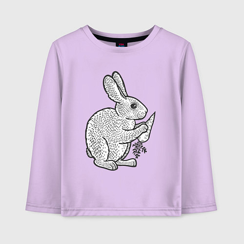 Детский лонгслив Зайчик и морковка / Лаванда – фото 1