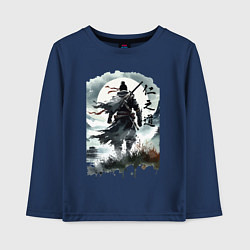 Лонгслив хлопковый детский Призрак Цусимы - Японский самурай, цвет: тёмно-синий
