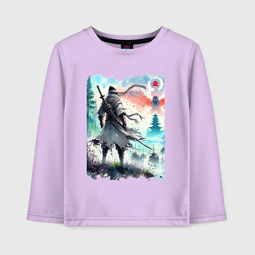 Детский лонгслив Warrior samurai - ai art watercolor / Лаванда – фото 1