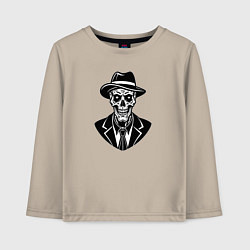 Лонгслив хлопковый детский Гуль в шляпе и костюме, цвет: миндальный