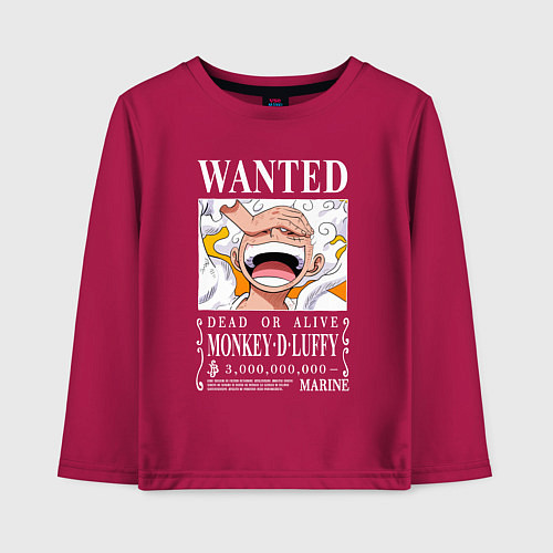 Детский лонгслив Monkey D Luffy - wanted / Маджента – фото 1