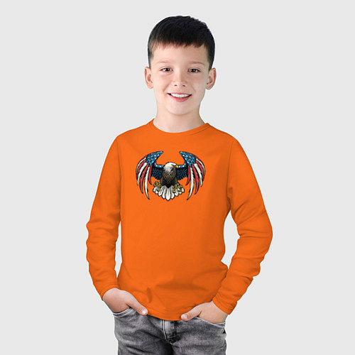 Детский лонгслив Америка орёл / Оранжевый – фото 3