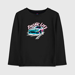 Лонгслив хлопковый детский Phonk life белый, цвет: черный